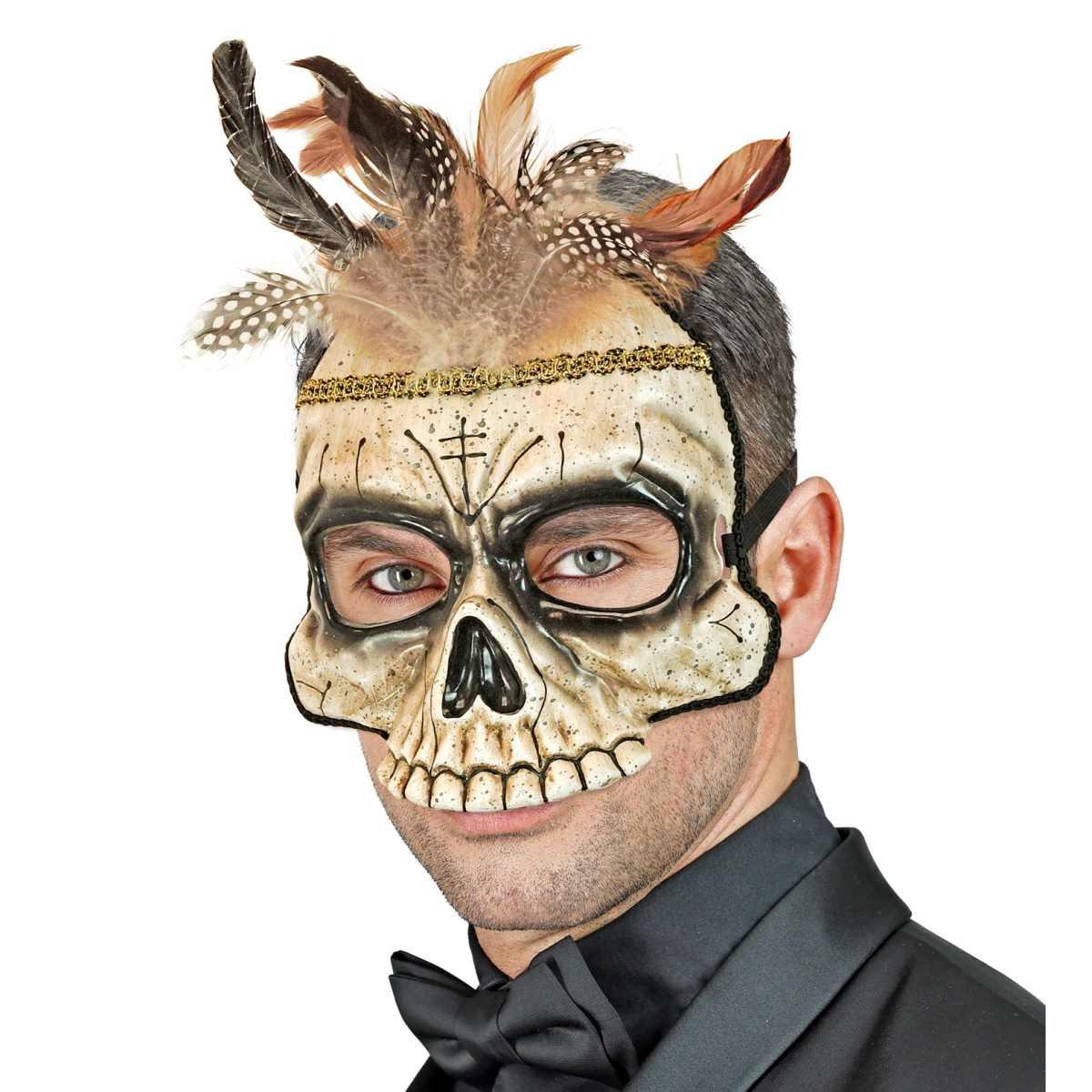 Maschera Viso Tessuto Horror Teschio Voodoo |Widmann
