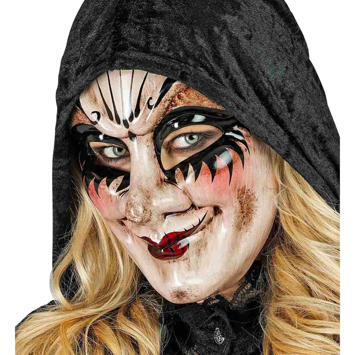 Maschera Viso Pvc Horror Commedia Dell'Arte Inquietante |Widmann