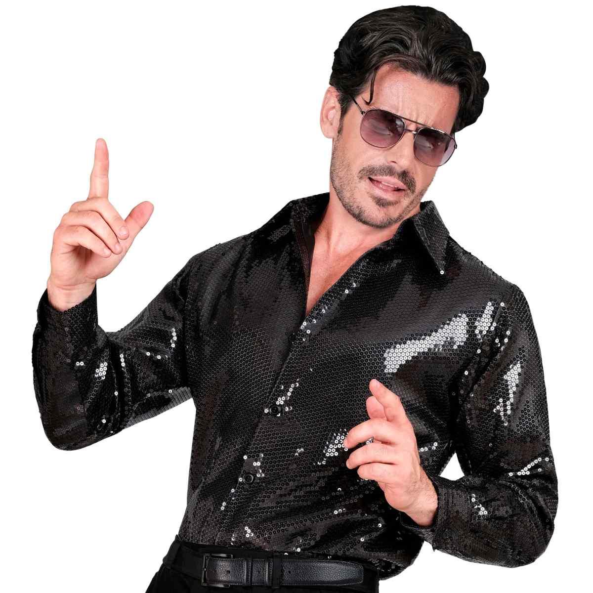 Camicia Nera Disco Paillettes |Widmann