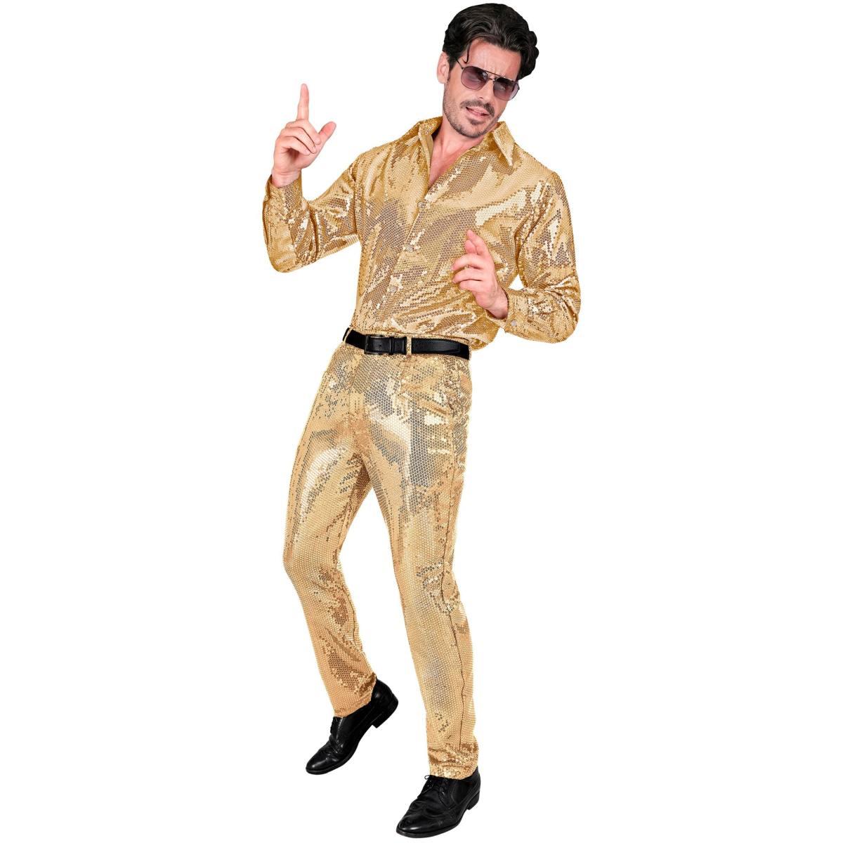 Pantaloni Anni Party Disco Oro con Paillettes |Widmann