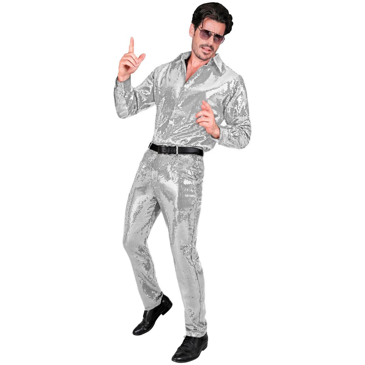 Pantaloni Anni Party Disco Argento con Paillettes |Widmann