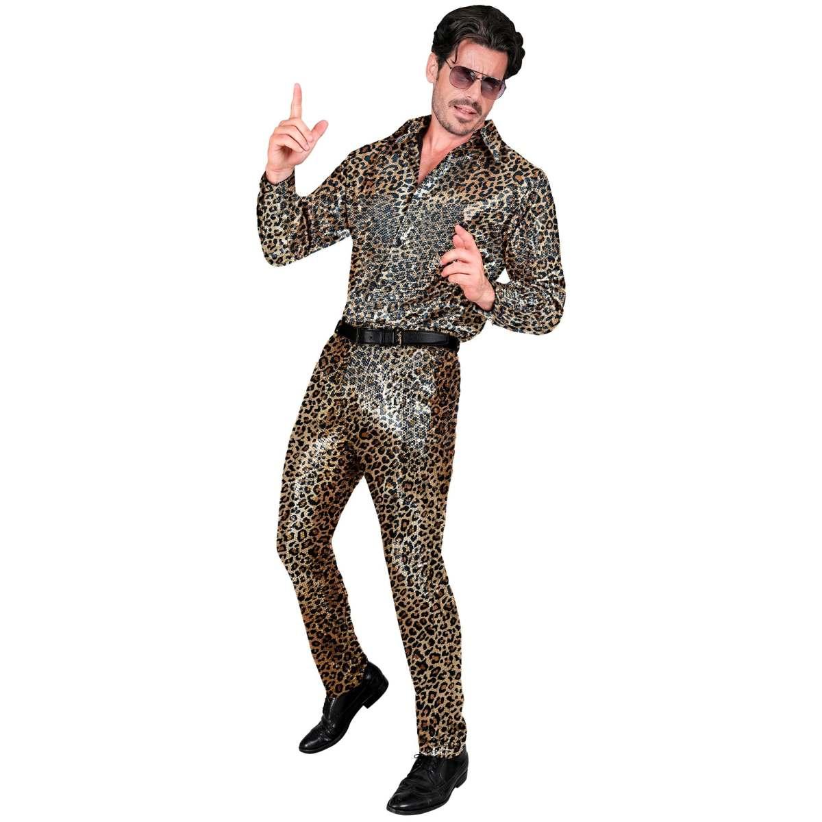 Pantaloni Anni Party Disco Animalier Leopardati con Paillettes |Widmann