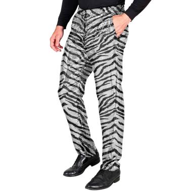 Pantaloni Anni Party Disco Animalier Zebrati con Paillettes |Widmann