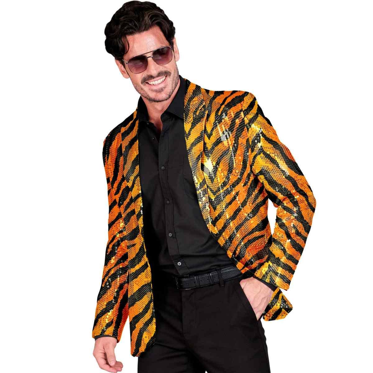 Giacca Party Disco Animalier Tigrata Paillettes |Widmann