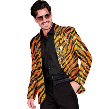 Giacca Party Disco Animalier Tigrata Paillettes |Widmann