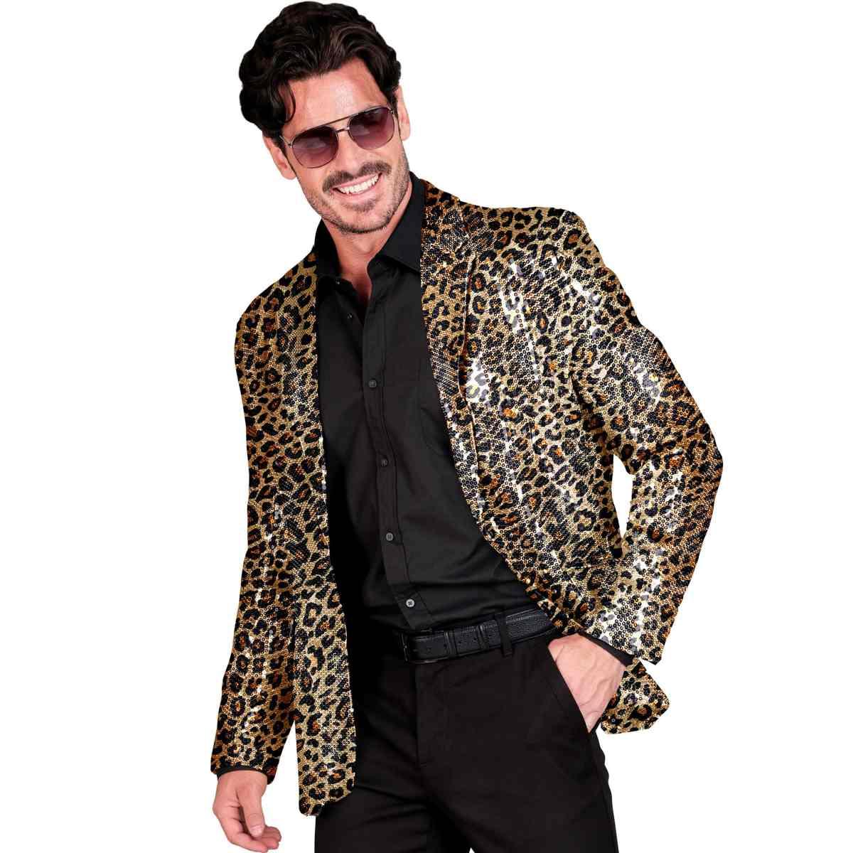 Giacca Party Disco Animalier Leopardata Paillettes |Widmann
