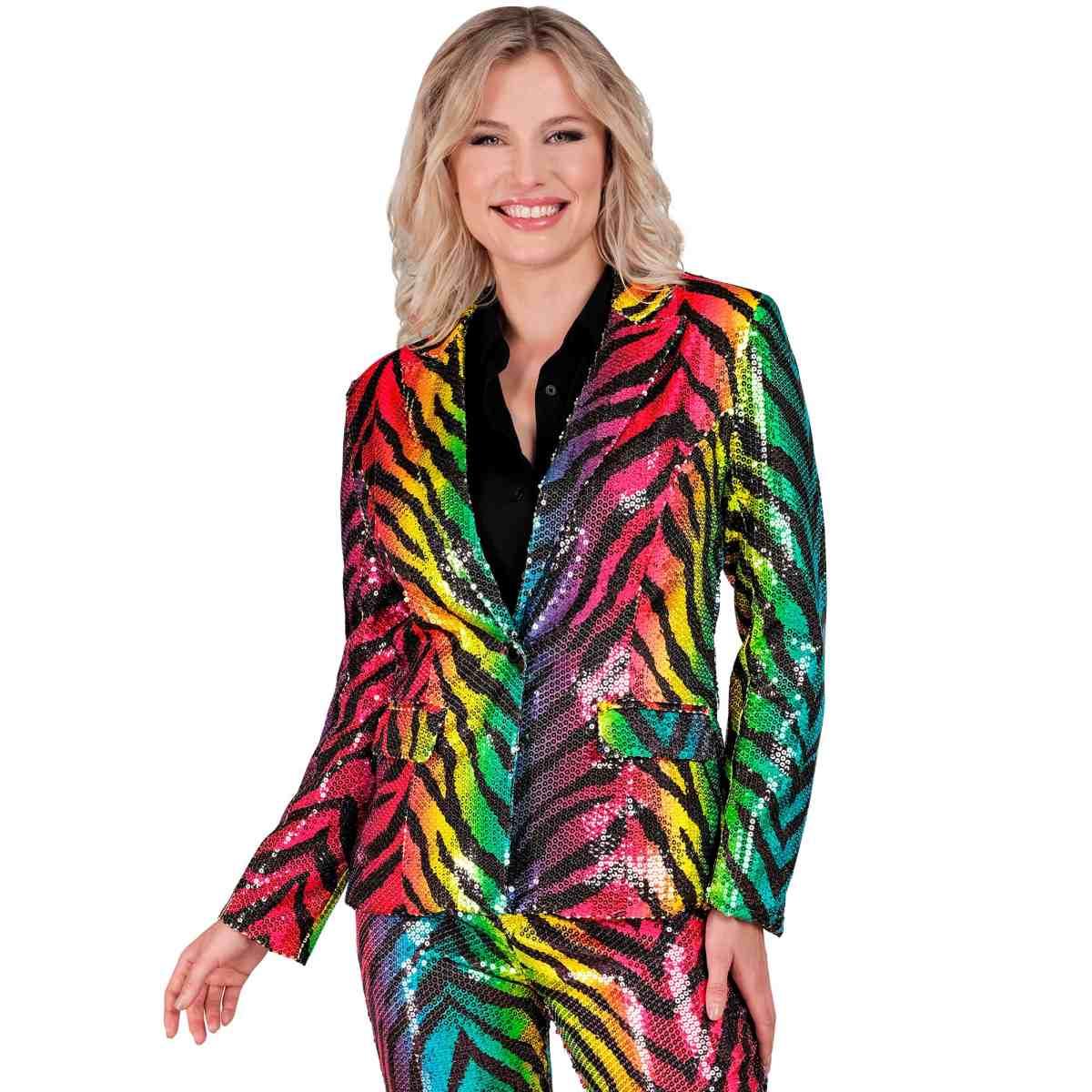 Giacca Party Disco Animalier Zebrata Paillettes Multicolor |Widmann