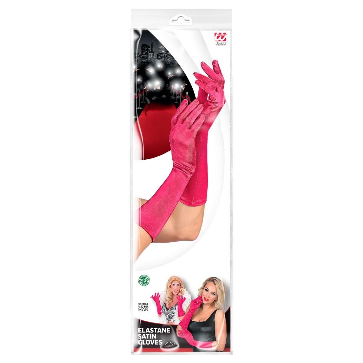 Guanti Lunghi Rosa Fucsia Satinati cm.40 |Widmann
