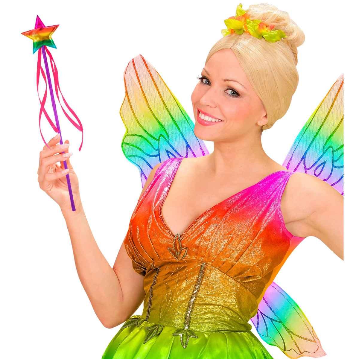 Bacchetta Fata Arcobaleno Con Stella cm.39,5 |Widmann