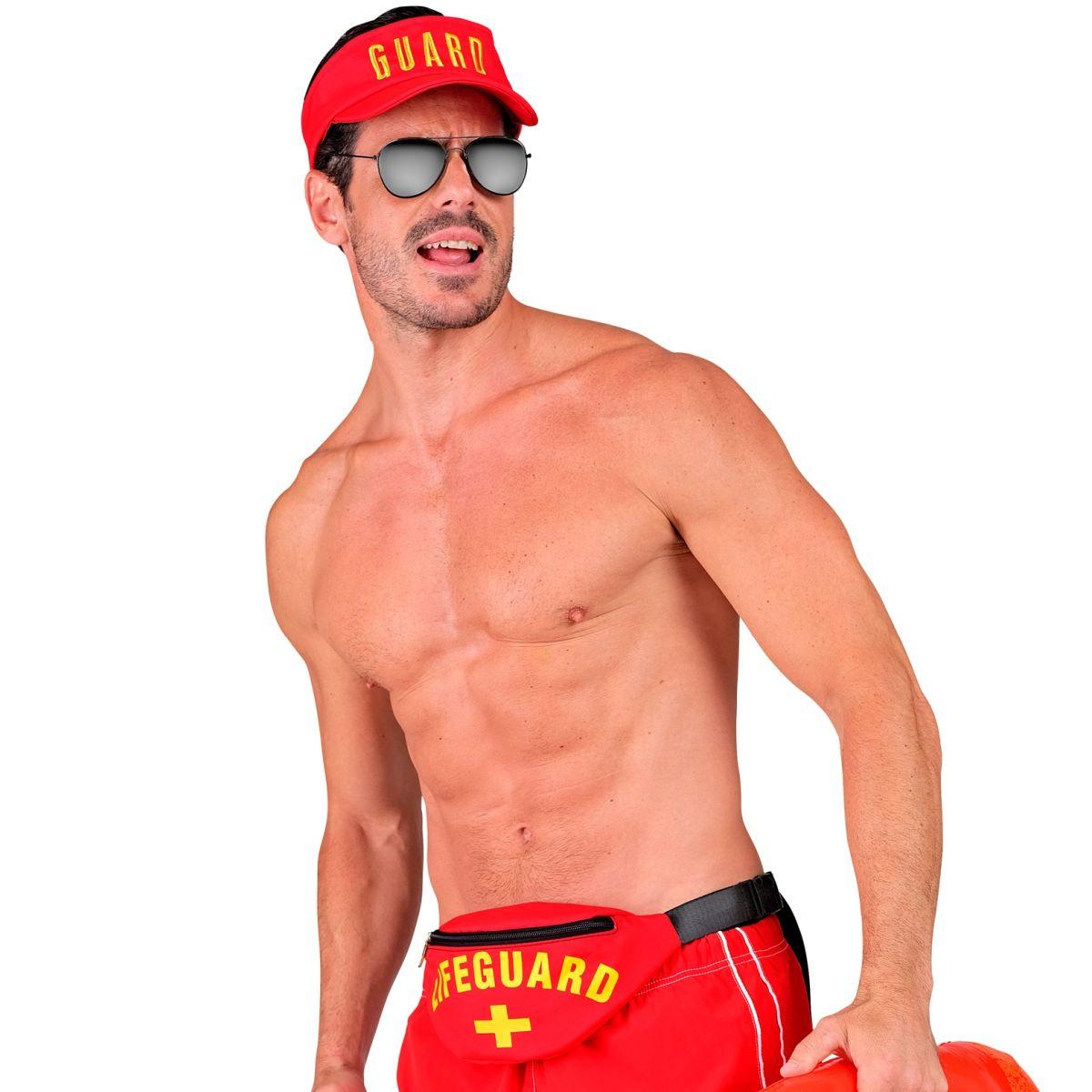 Cappello Bagnino Rosso Con Visiera E Marsupio Set pz.2 |Widmann