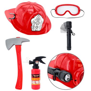 Pompiere Elmo Con Occhiali Ascia Estintore Set pz.6 |Widmann
