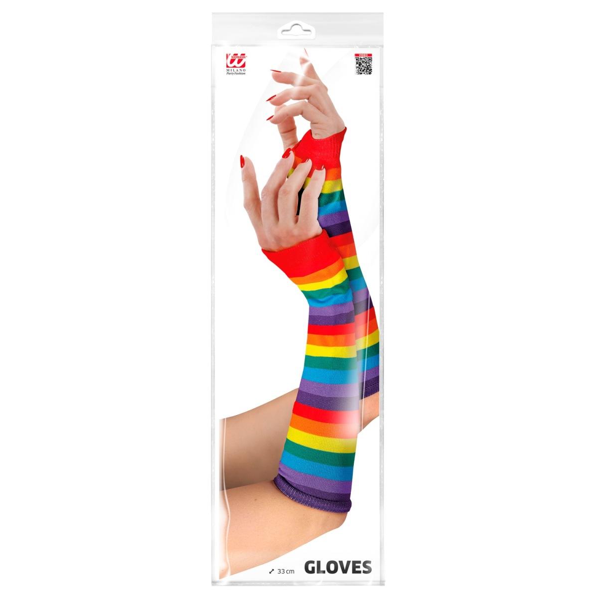 Guanti Lunghi Arcobaleno Multicolor Senza Dita cm.33 |Widmann