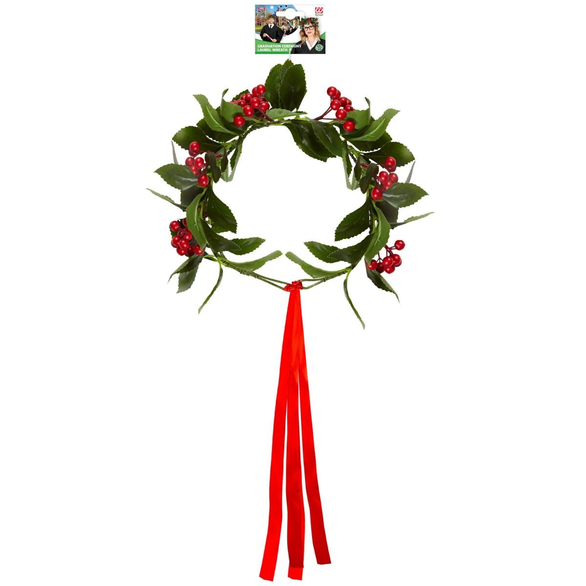 Corona Alloro Laureato Verde Con Bacche Rosse |Widmann