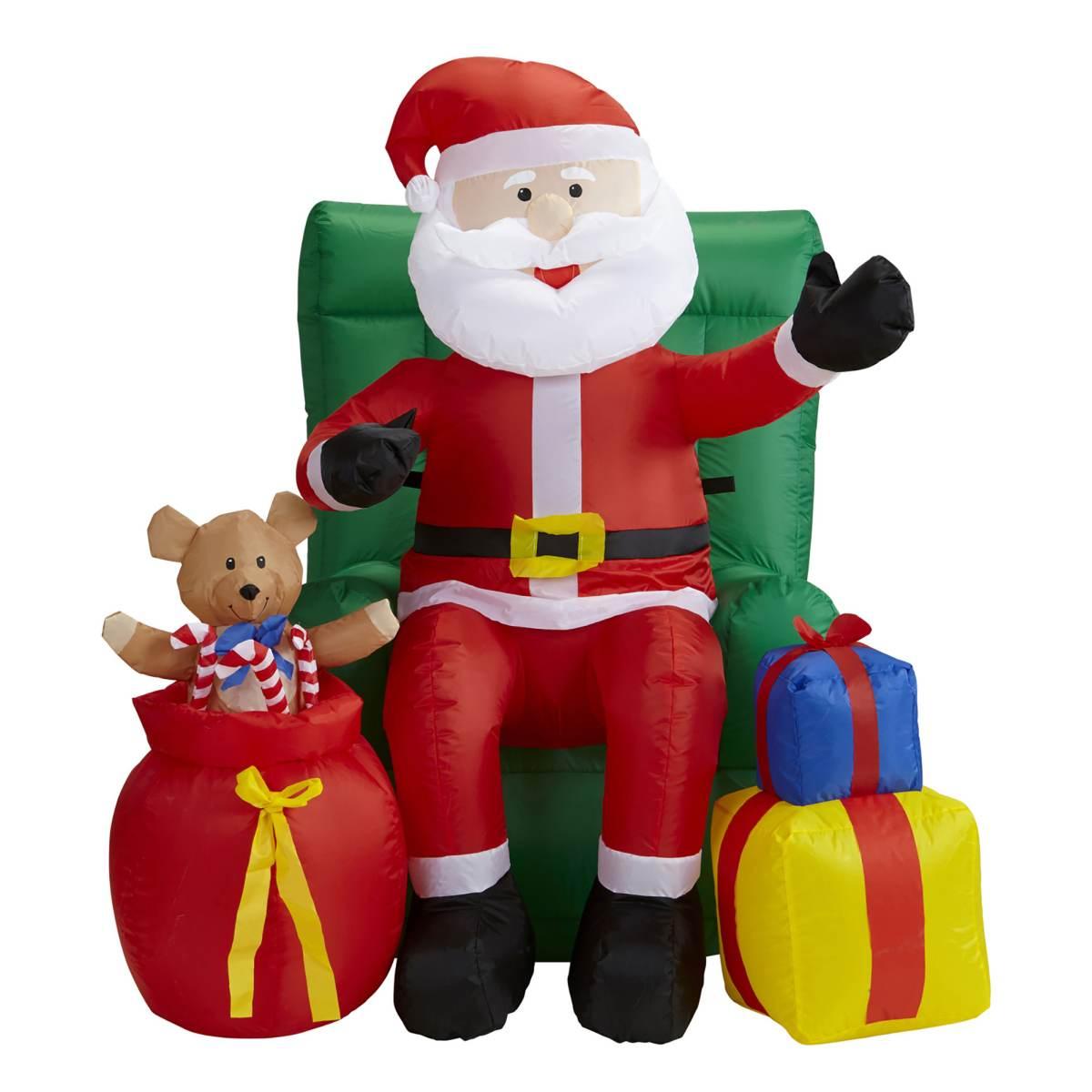 Decorazione Babbo Natale Gonfiabile Seduto con Regali cm.122 |Widmann