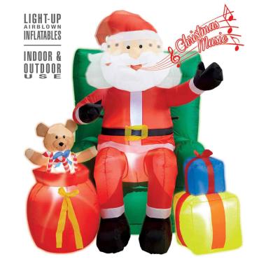 Decorazione Babbo Natale Gonfiabile Seduto con Regali cm.122 |Widmann