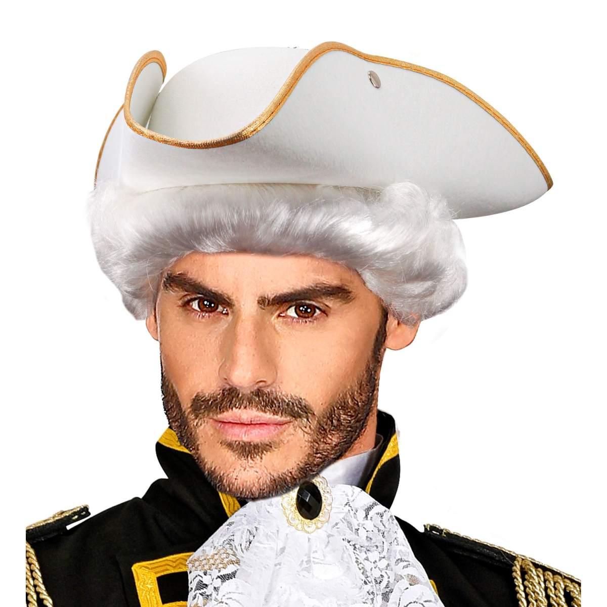 Cappello Tricorno Bianco Con Bordo Oro |Widmann
