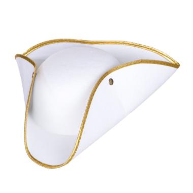 Cappello Tricorno Bianco Con Bordo Oro |Widmann