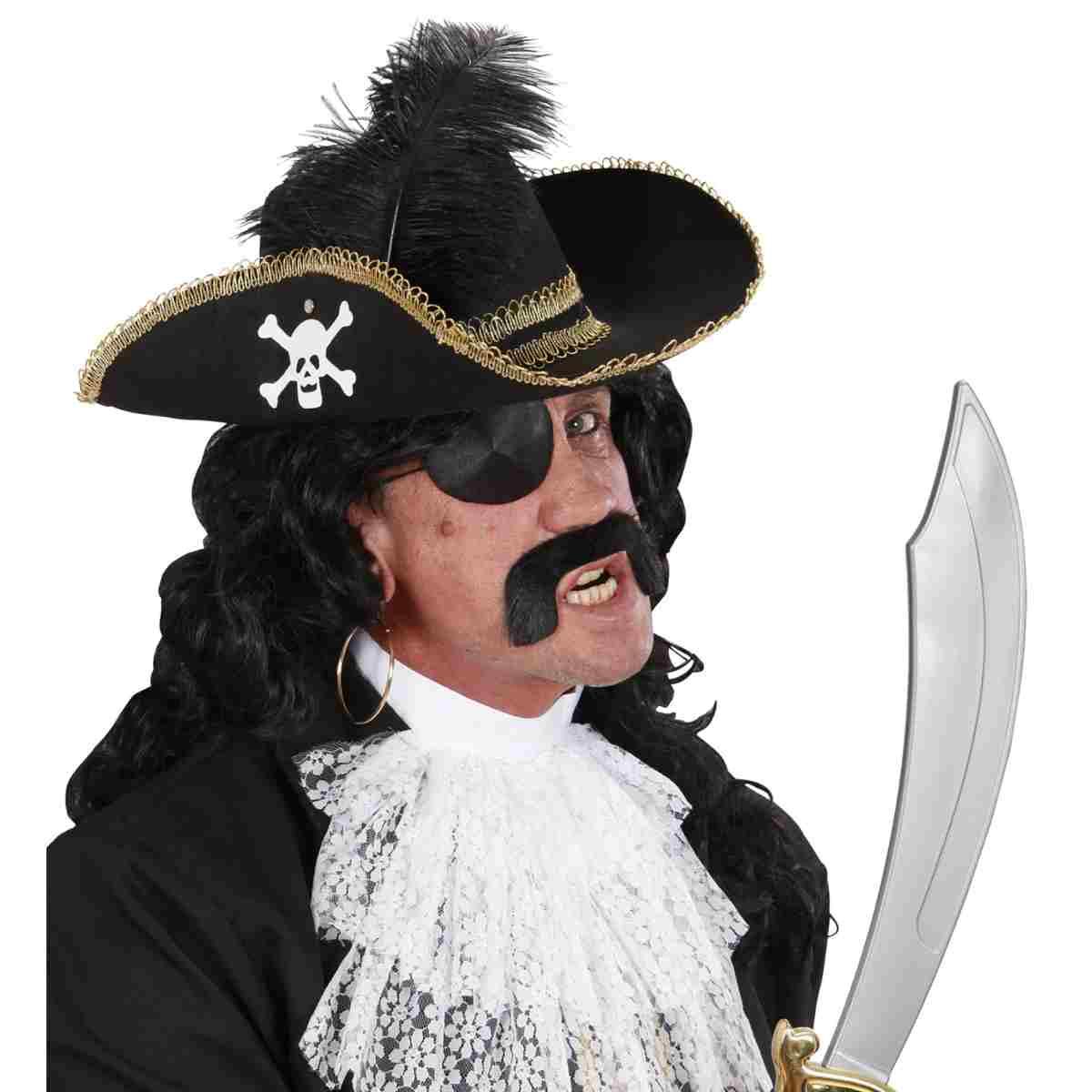 Cappello Pirata Nero Con Teschio E Piuma |Widmann