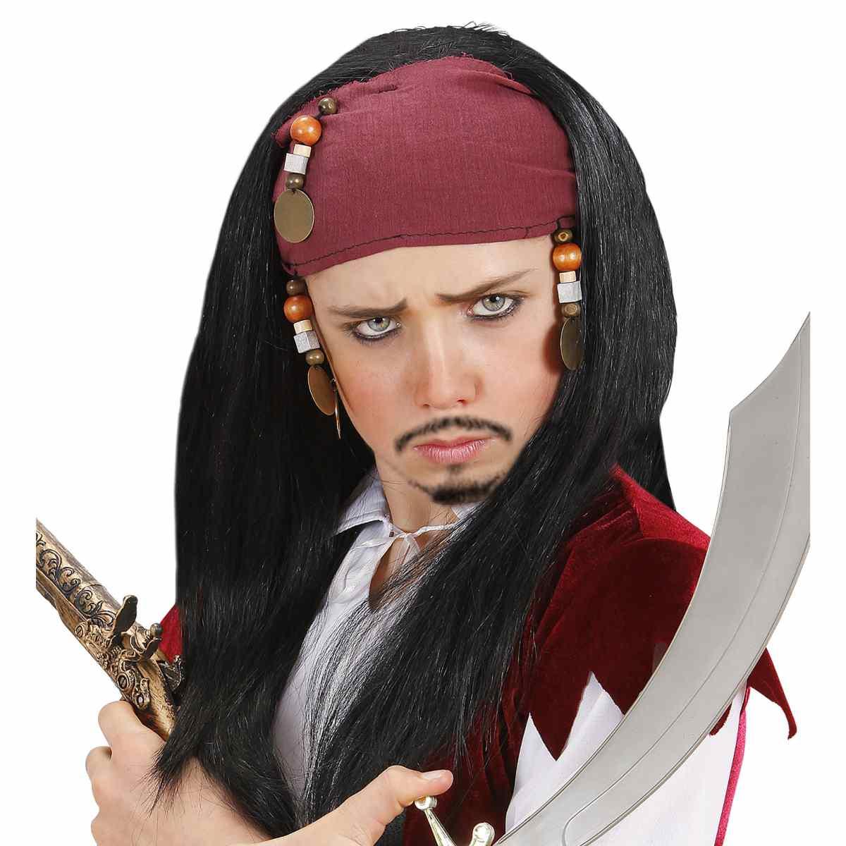 Parrucca Pirata Dei Caraibi Con Bandana Liscia Baby |Widmann