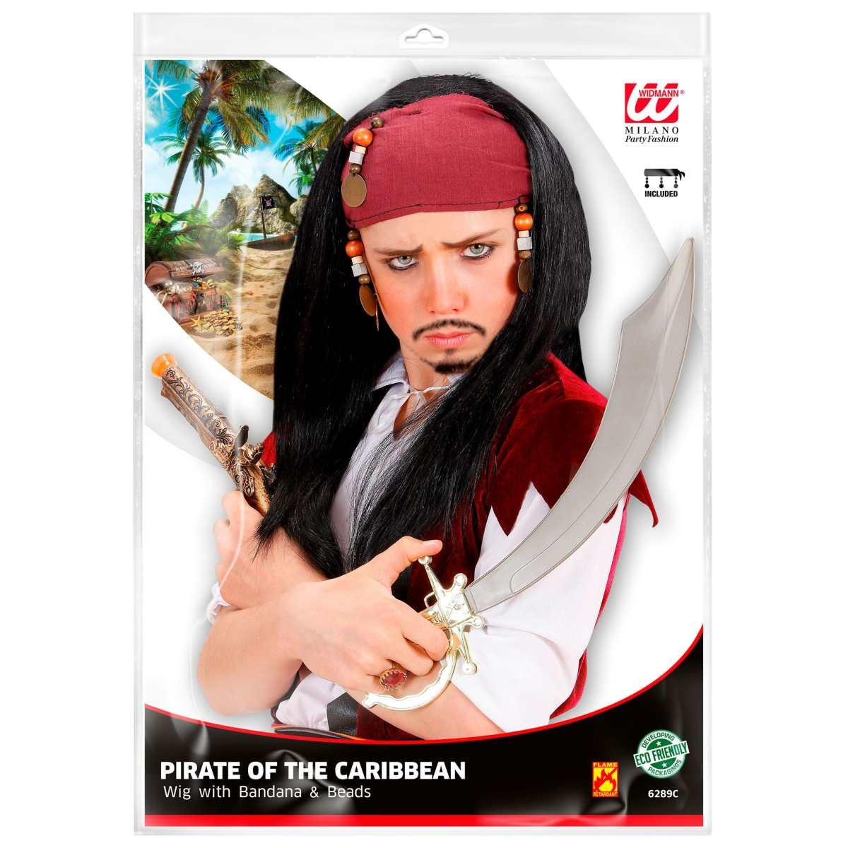 Parrucca Pirata Dei Caraibi Con Bandana Liscia Baby |Widmann