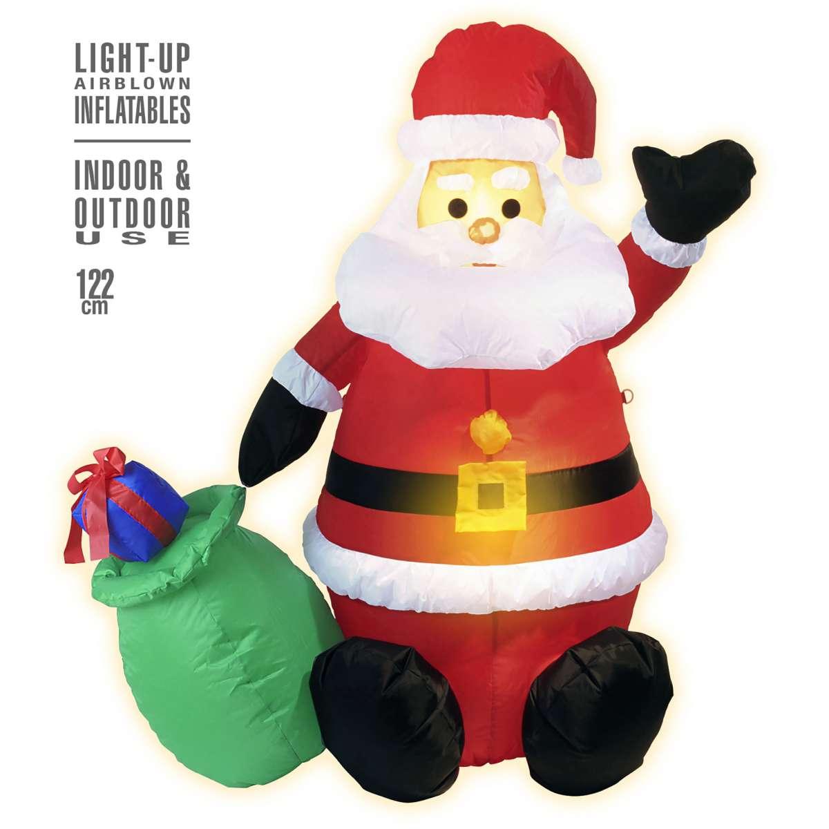 Decorazione Babbo Natale Gonfiabile con Sacco cm.122 |Widmann