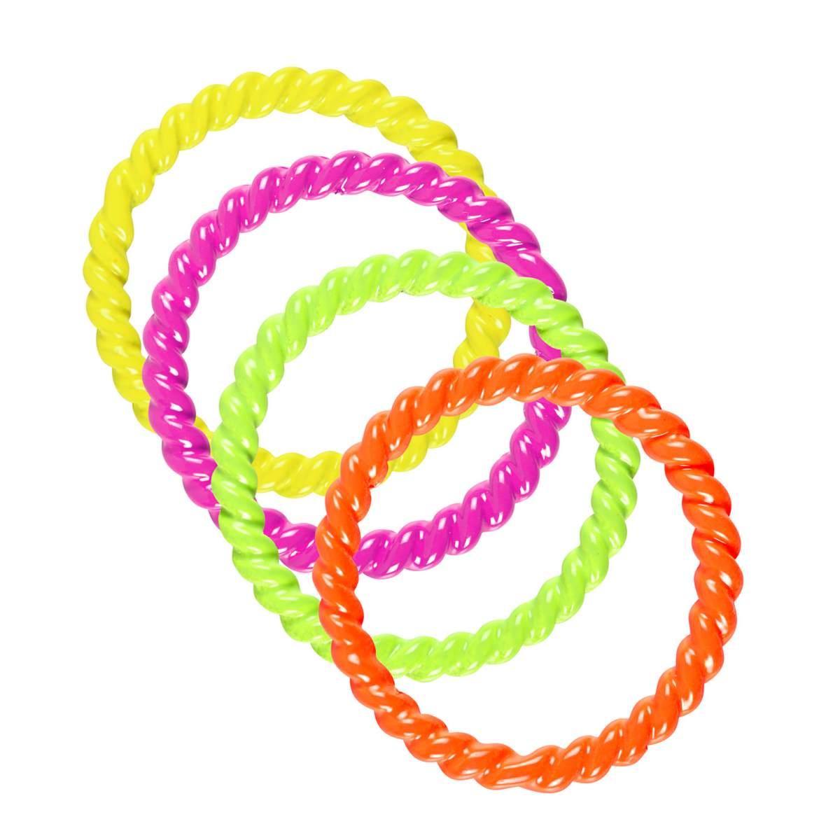 Anelli Disco Color Fluo pz.4 |Widmann