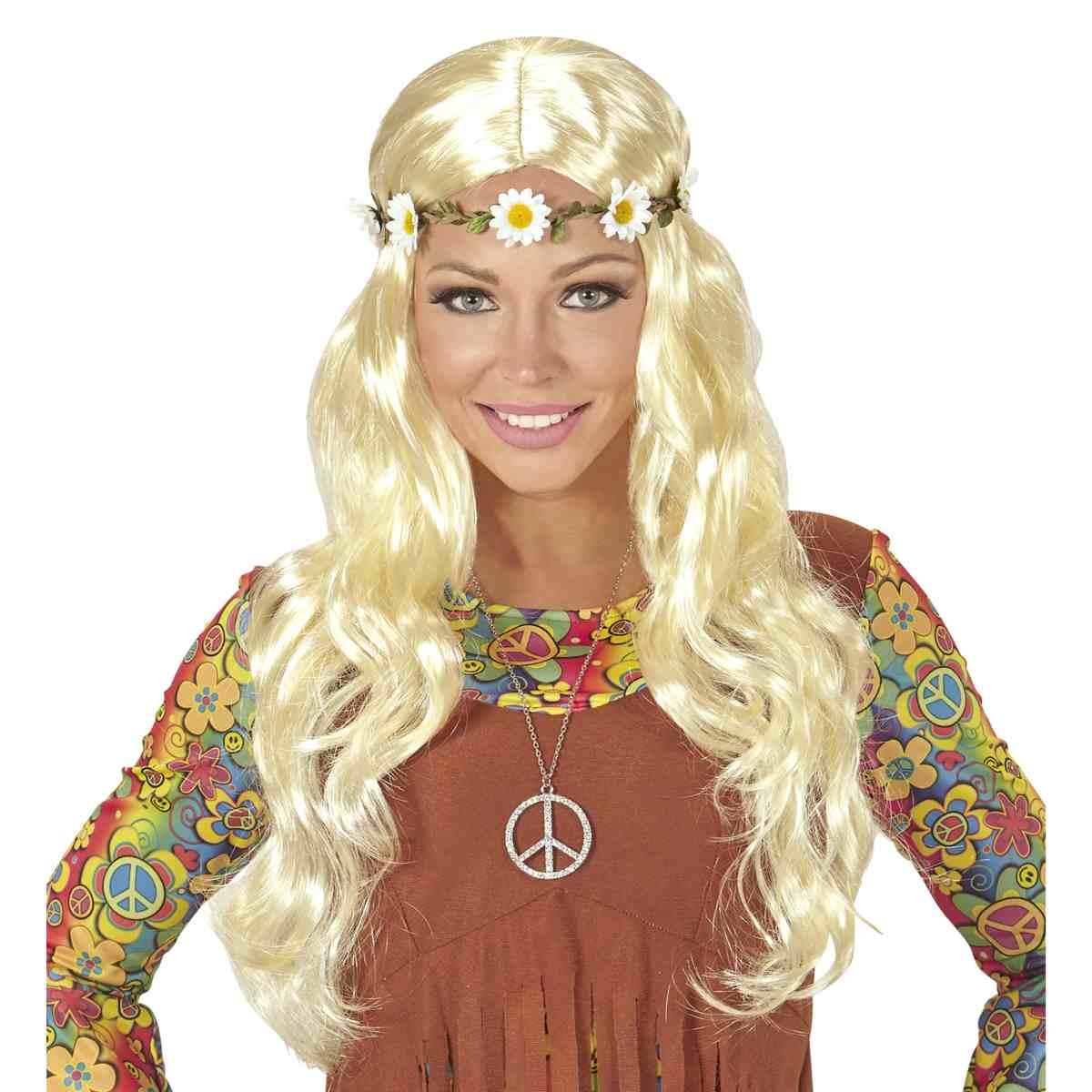 Parrucca Hippie Bionda Con Fascia Margherite |Widmann
