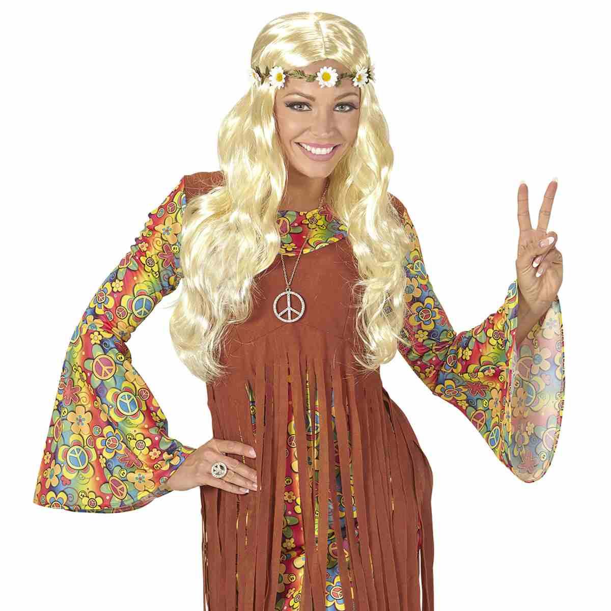 Parrucca Hippie Bionda Con Fascia Margherite |Widmann