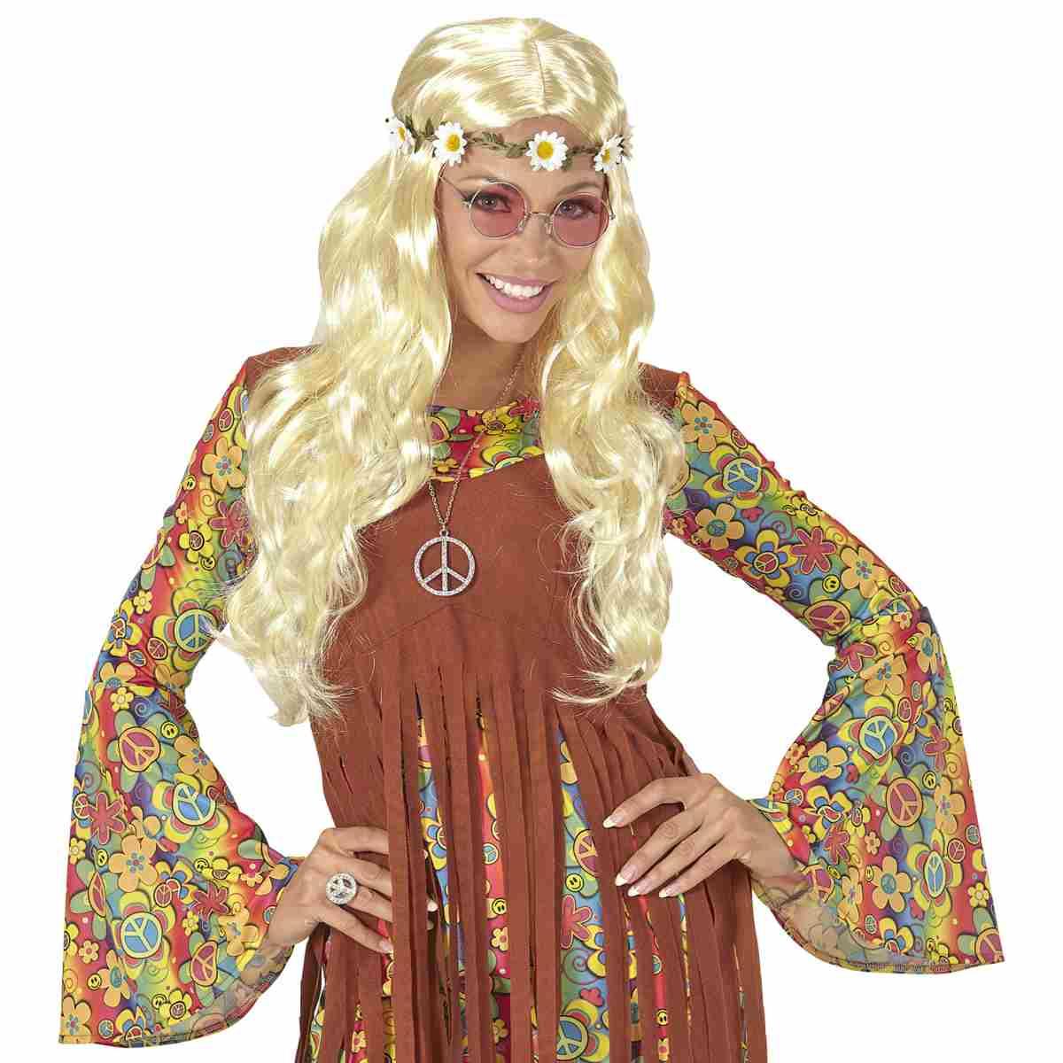 Parrucca Hippie Bionda Con Fascia Margherite |Widmann