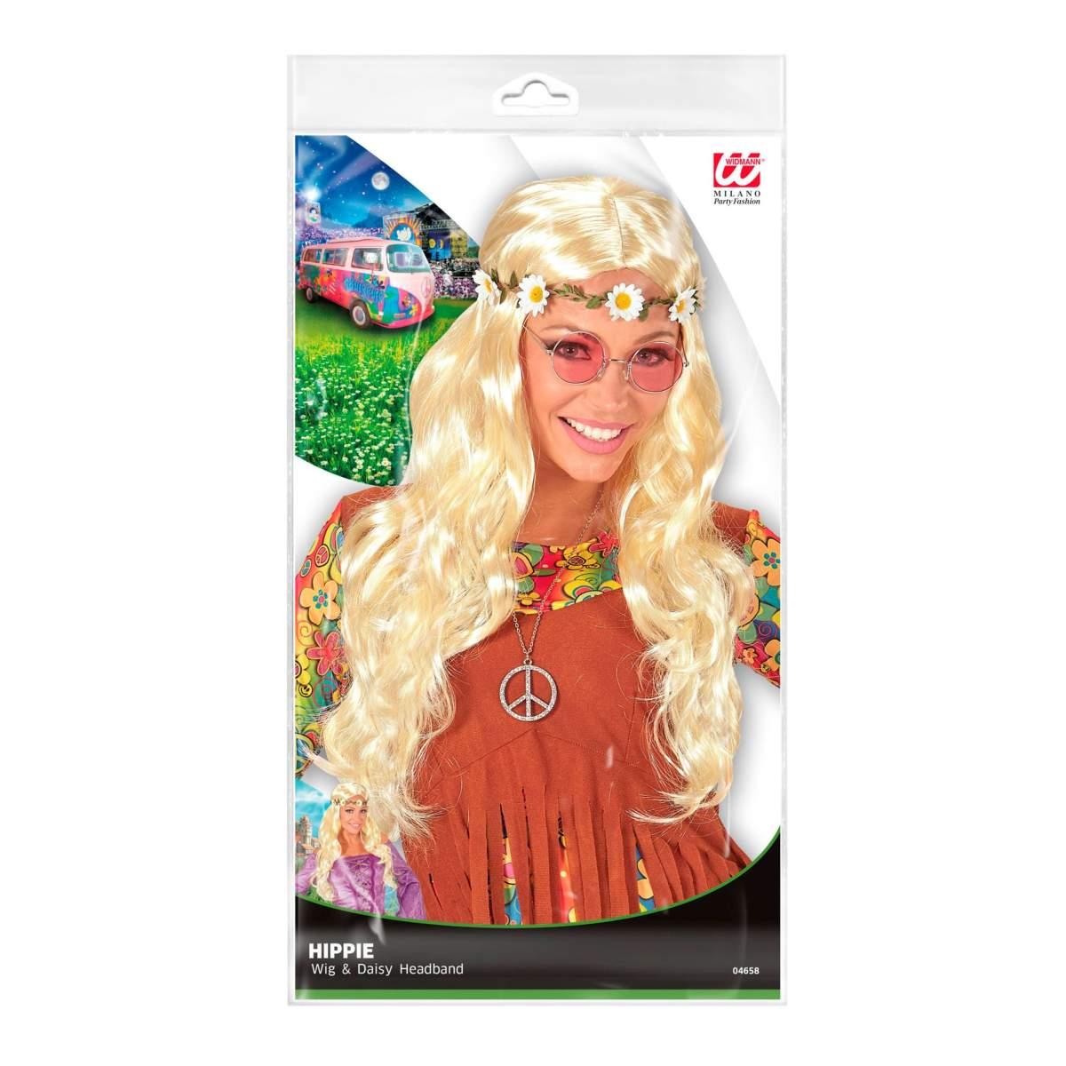 Parrucca Hippie Bionda Con Fascia Margherite |Widmann