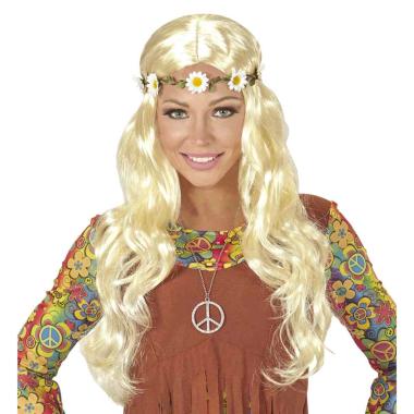 Parrucca Hippie Bionda Con Fascia Margherite |Widmann