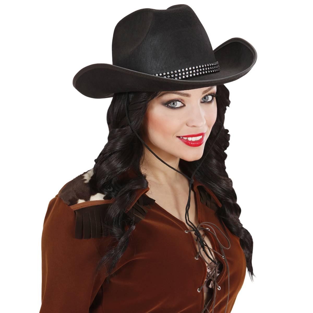 Cappello Cowboy Nero Con Strass |Widmann