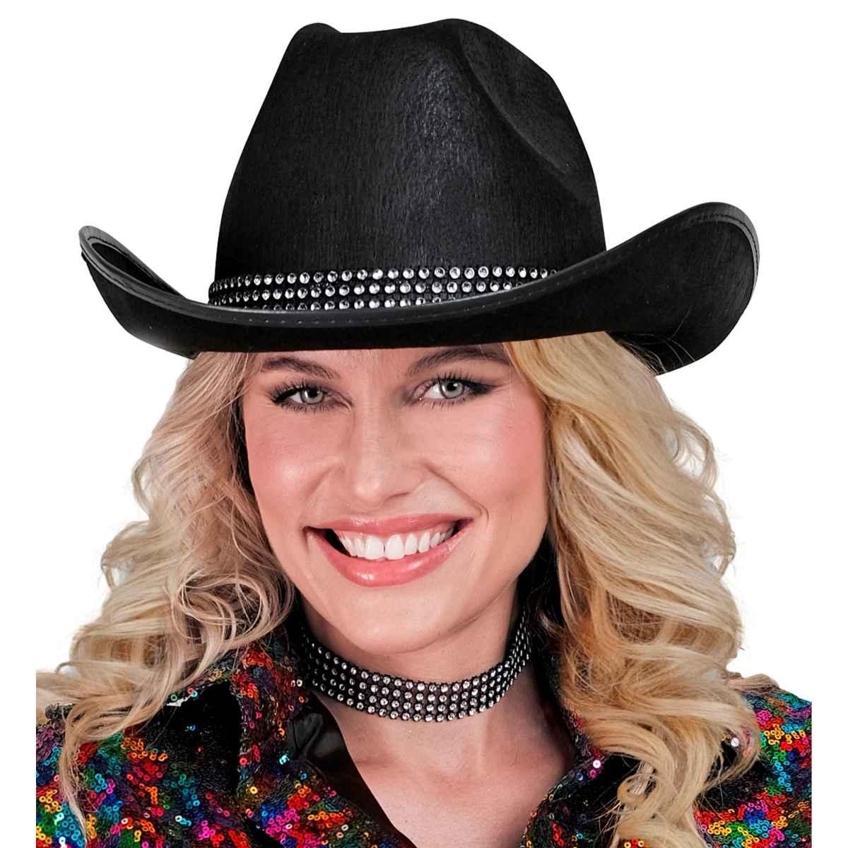 Cappello Cowboy Nero Con Strass |Widmann
