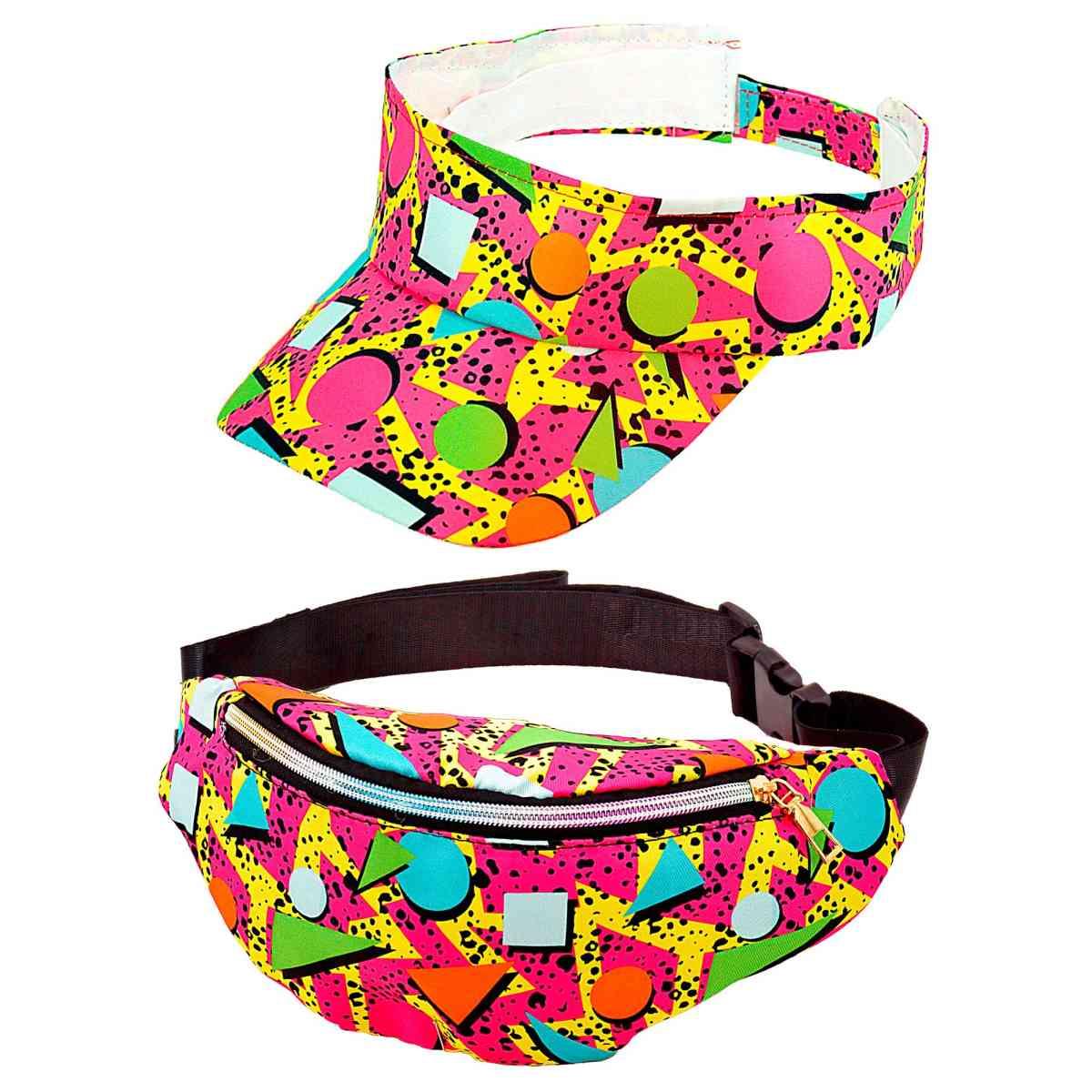 Moda funky visiera marsupio multicolor anni 80