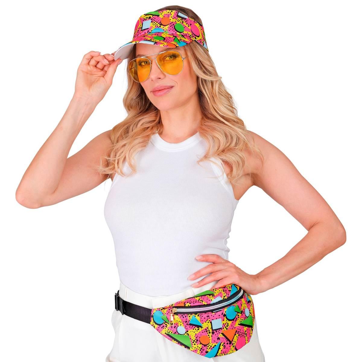 Moda funky visiera marsupio multicolor anni 80