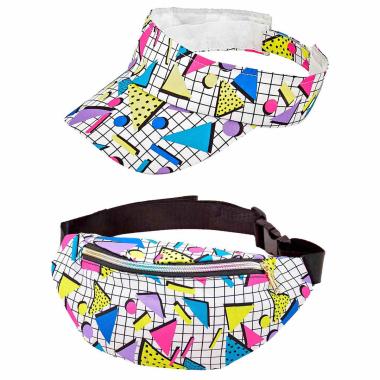 Moda funky visiera marsupio multicolor anni 80