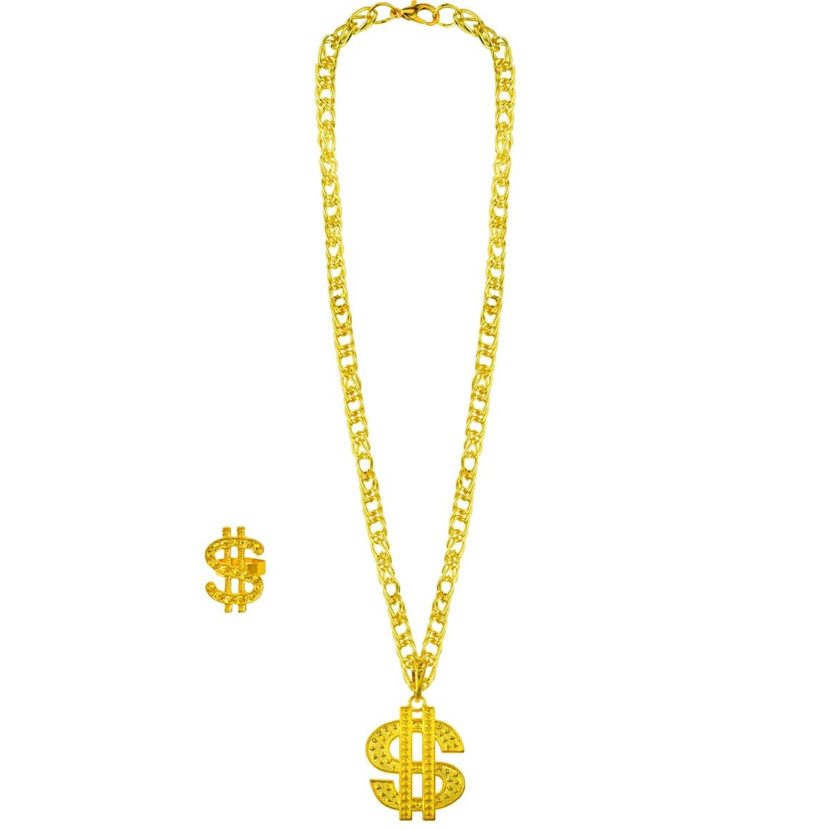 Pappone Collana Dollaro E Anello Set pz.2 |Widmann