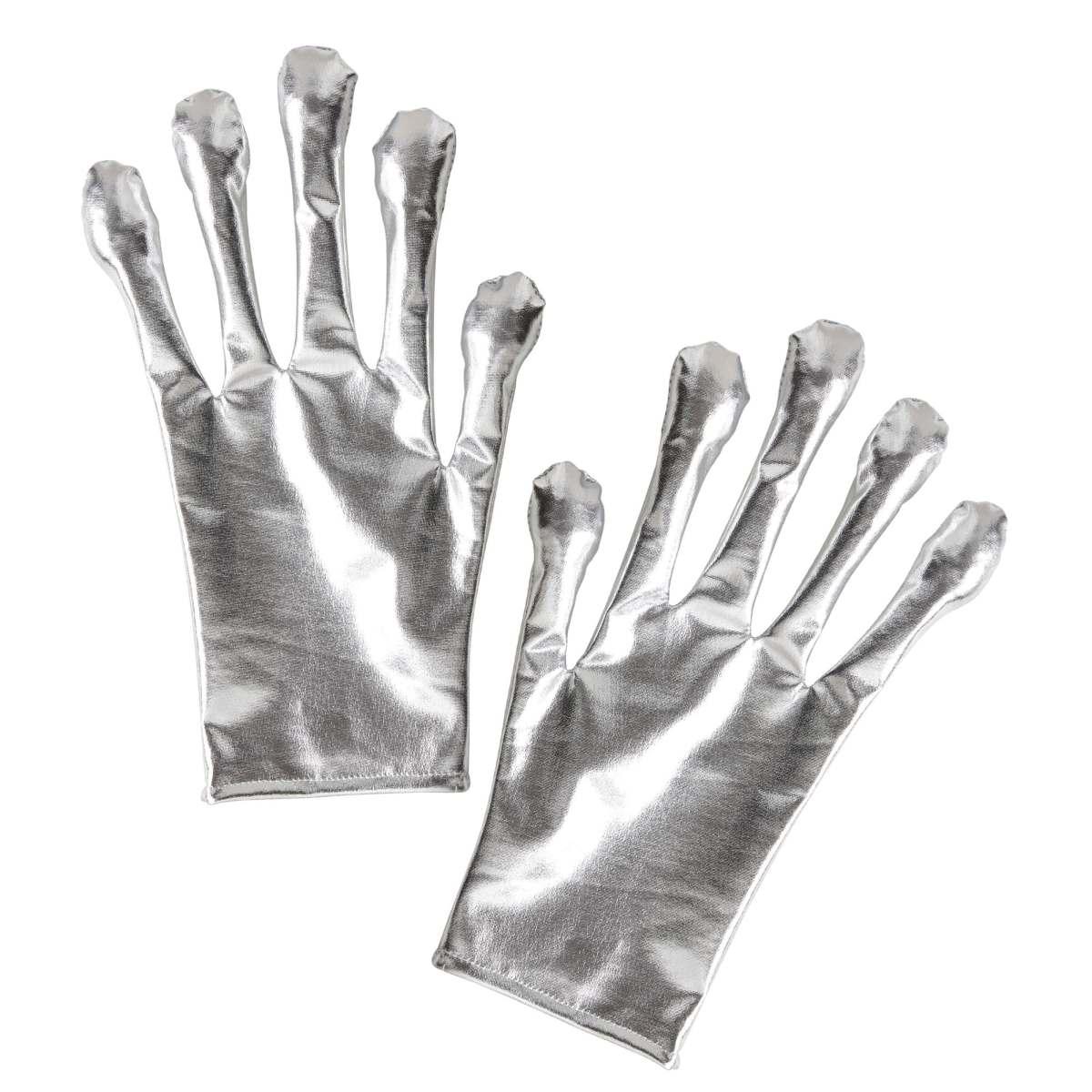 Guanti Corti Alieno Argento Metallizzati |Widmann