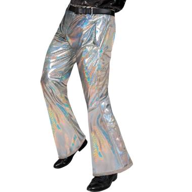 Pantaloni Anni Party Disco Argento Olografici |Widmann