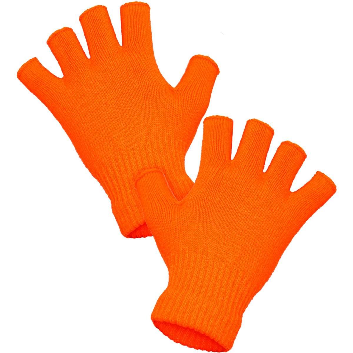 Guanti Corti Arancioni Fluo Senza Dita |Widmann