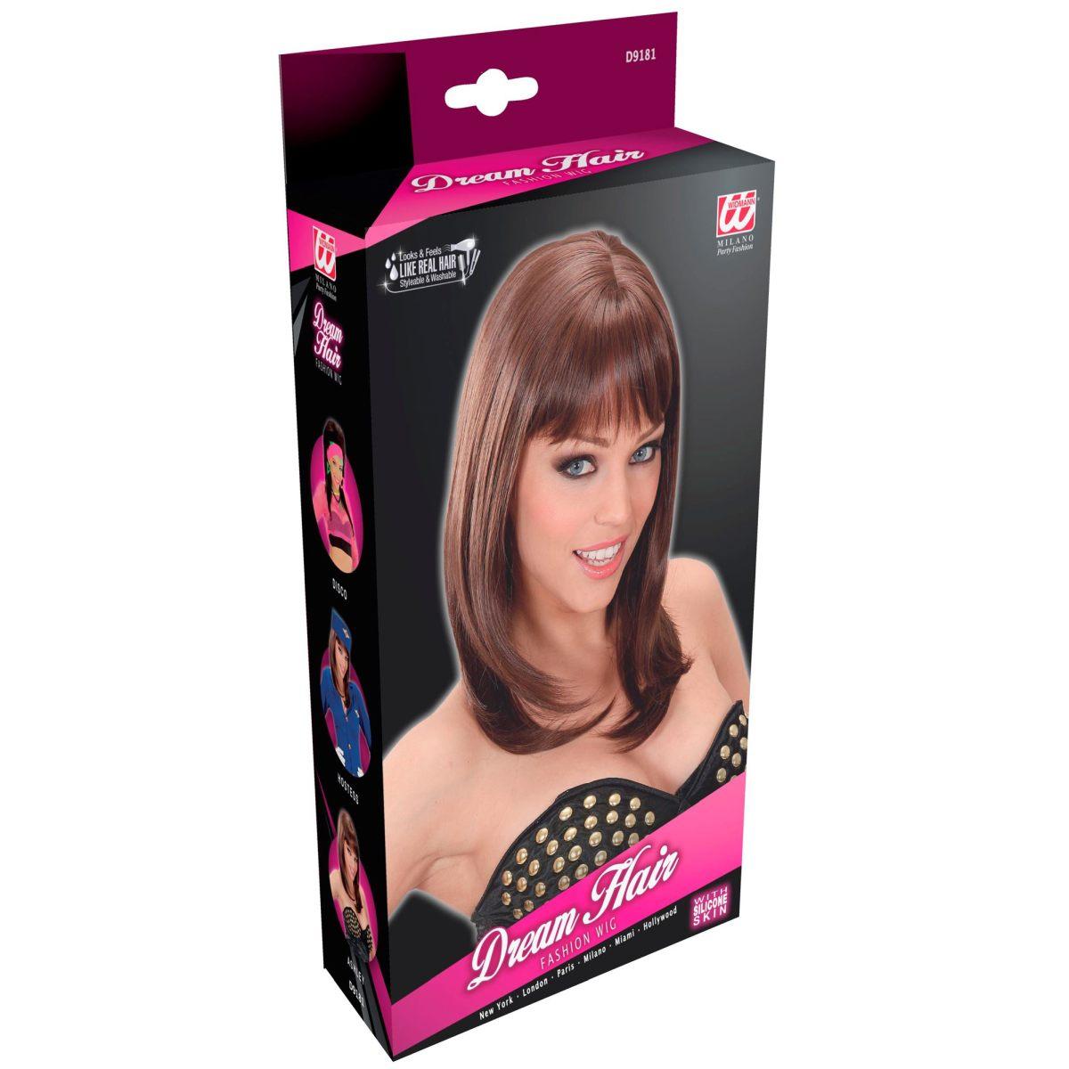 Parrucca Ashley Castana Liscia Con Frangia |Widmann