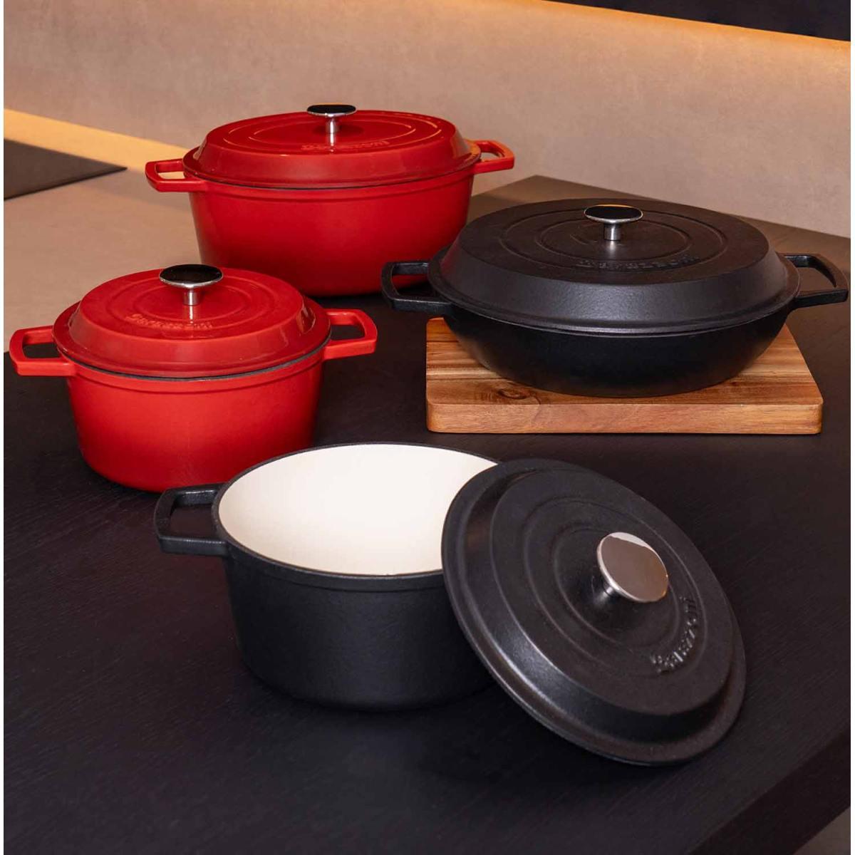 Casseruola cm.Ø24 Ghisa con Coperchio Rossa | Barazzoni