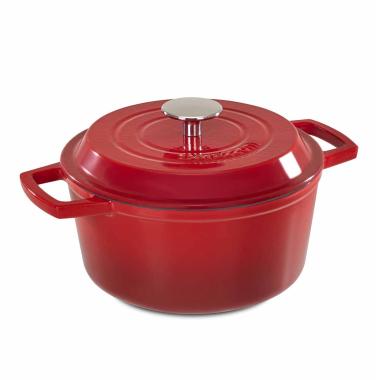 Casseruola cm.Ø24 Ghisa con Coperchio Rossa | Barazzoni