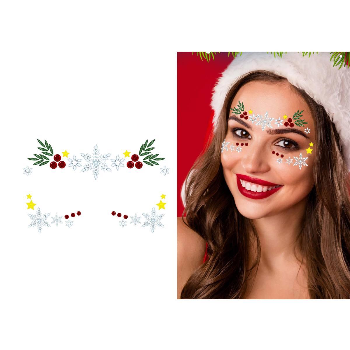 Trucco Decorazioni Adesive Viso Crystal Natalizio |Guirca