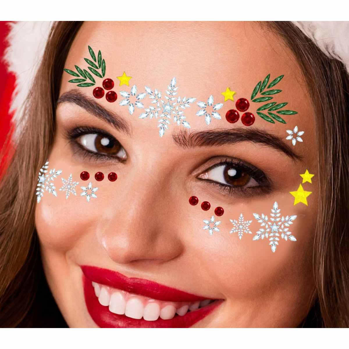 Trucco Decorazioni Adesive Viso Crystal Natalizio |Guirca
