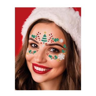 Trucco Decorazioni Adesive Viso Crystal Natalizio |Guirca