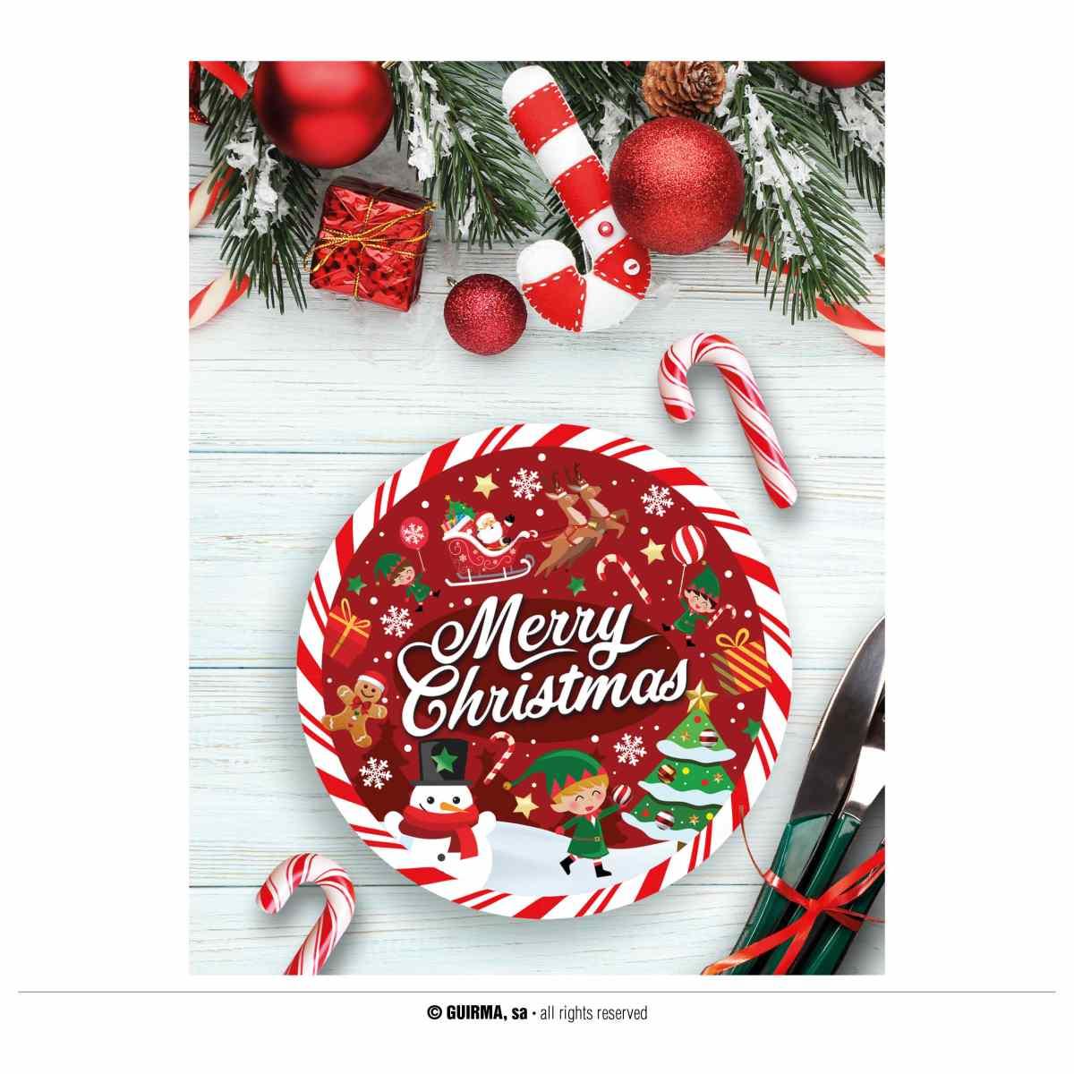 Piatti Carta Natale cm.Ø23 Con Scritta pz6 | Guirca
