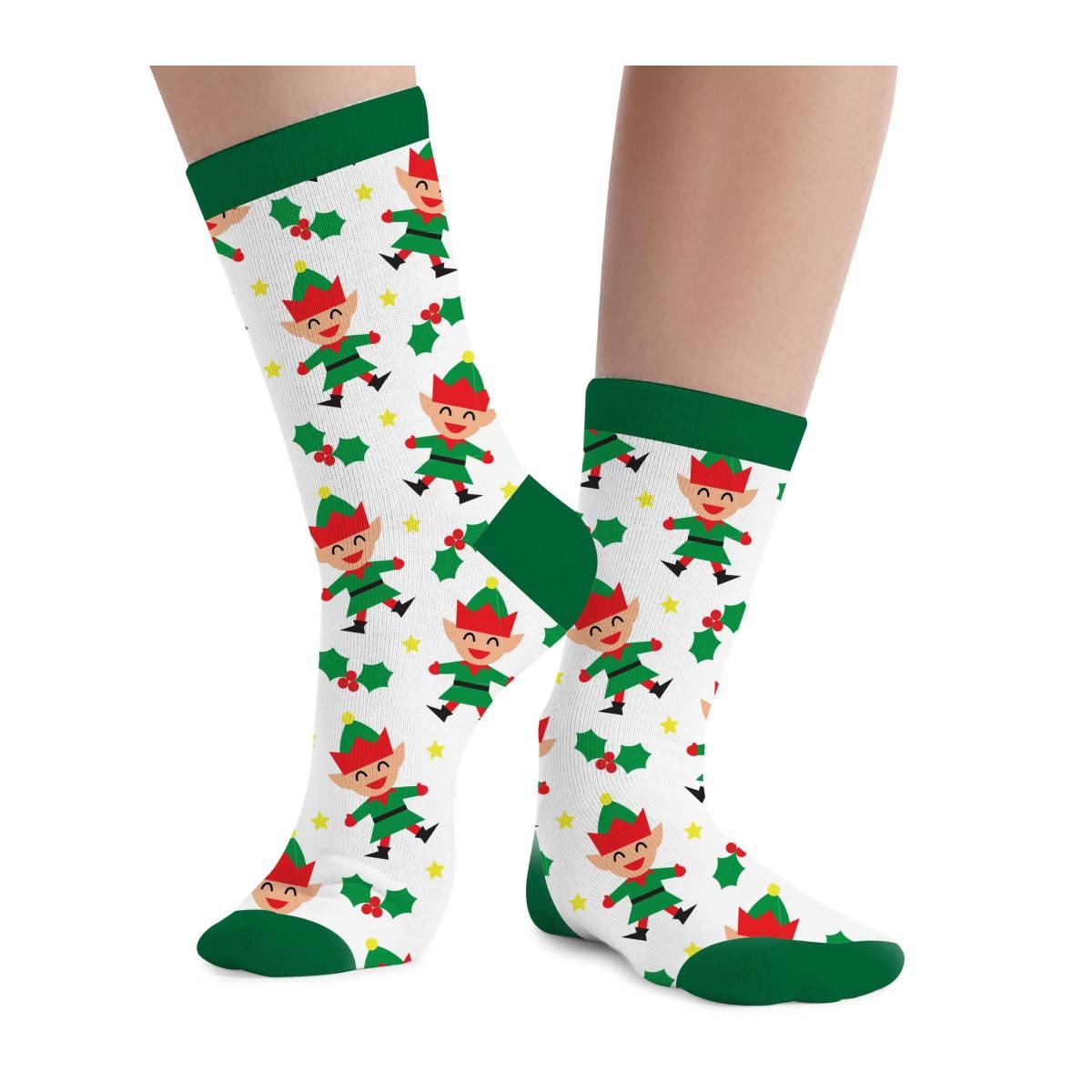 Calzini Natale Bianchi Con Elfi |Guirca