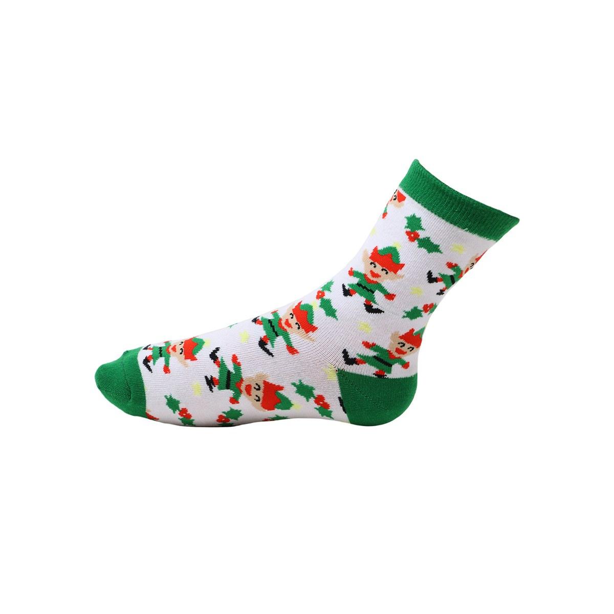 Calzini Natale Bianchi Con Elfi |Guirca