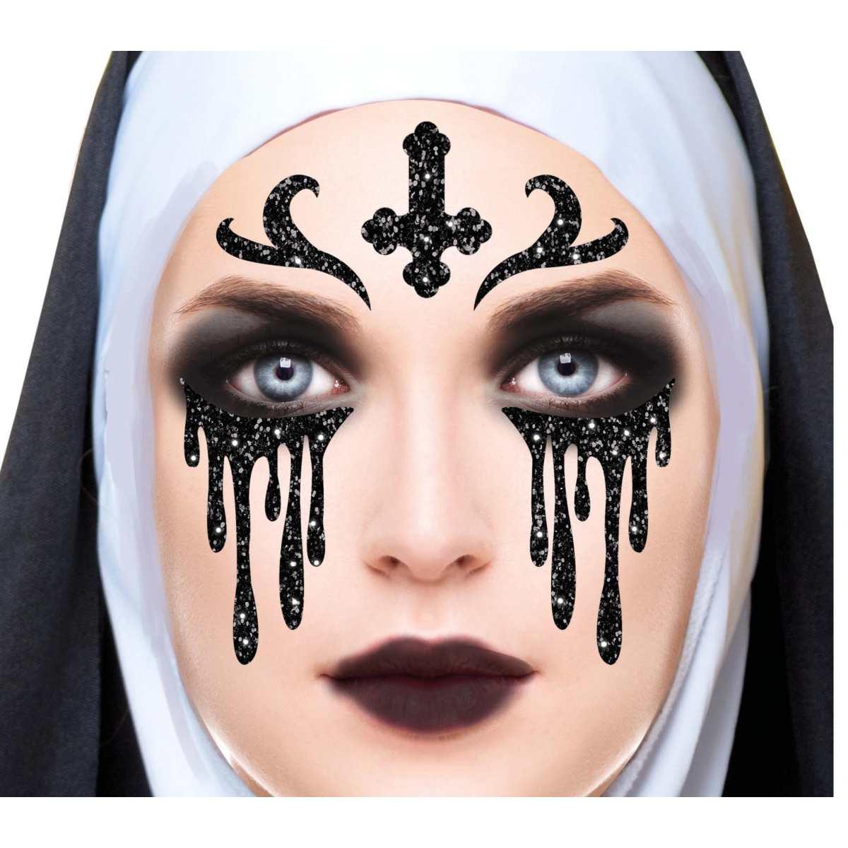 Trucco Decorazioni Adesive Viso Suora Glitter |Guirca